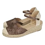 mysoft 26M101 Calzado Calado con cuña, Plantilla Gel Suave y Ligera, cómoda para Primavera-Verano Mujer Alpargatas Testa 38