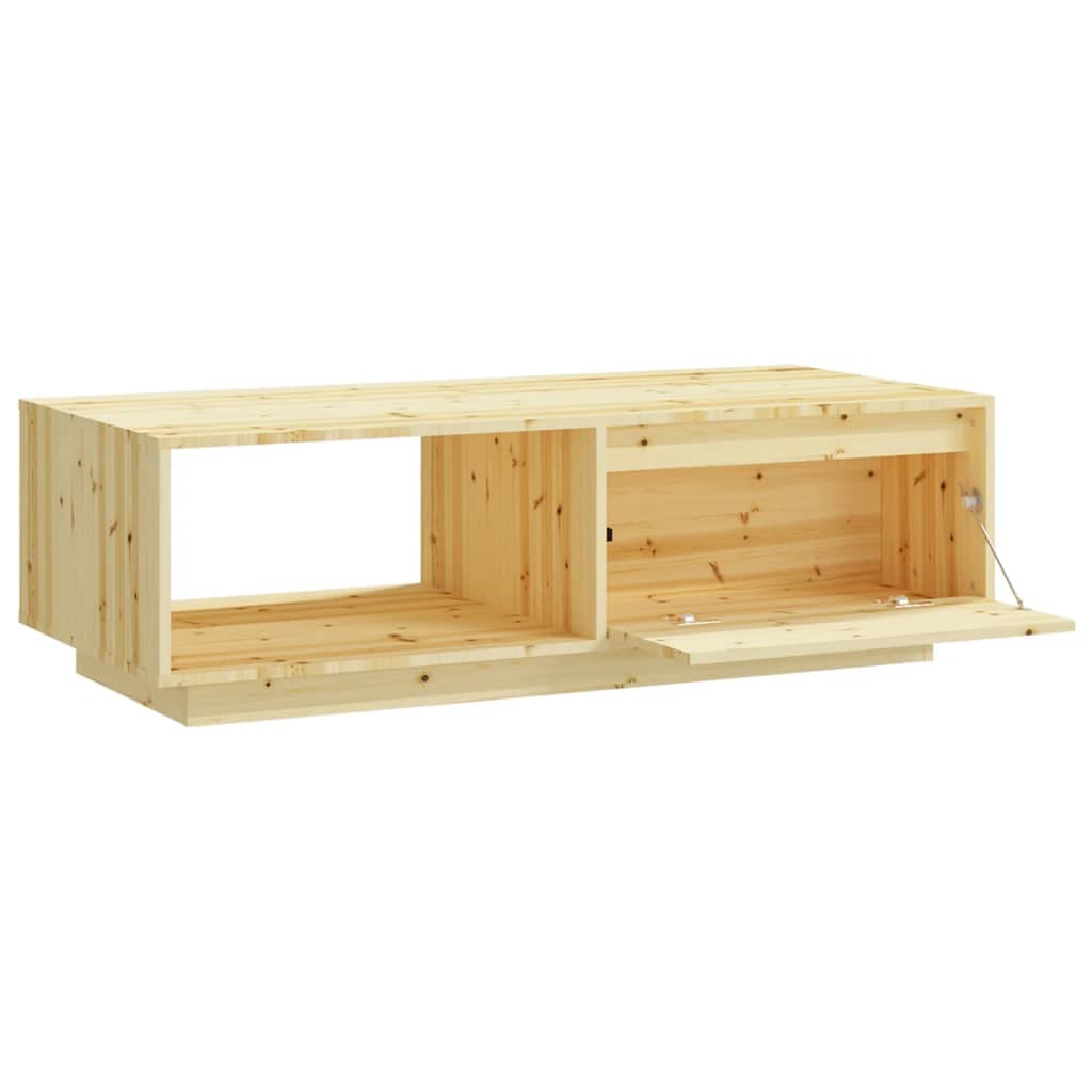 Mesa de centro de madera maciza de abeto con estante, mesa de centro robusta para salón, 110 x 50 x 33,5 cm, mesa estable para aperitivos y bebidas, diseño atemporal