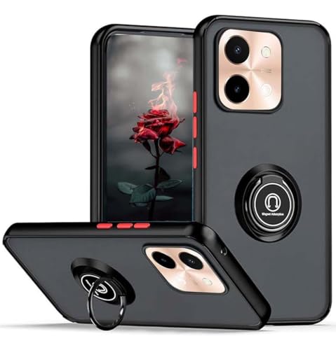 Tumundosmartphone Custodia Opaca Con Bordo Nero E Anello Girevole 360 Per Vivo Y28 4G