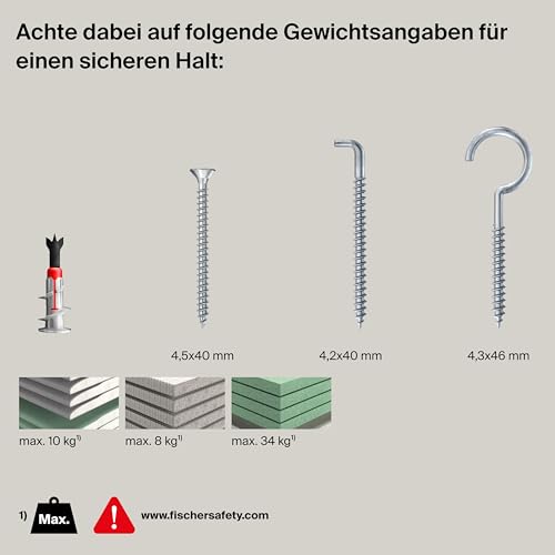 Fischer Meister-Box Duoblade: Scatola Con 77 Tasselli Autoforanti, Viti E Ganci Per Cartongesso - Per Fai Da Te E Professionisti - 12