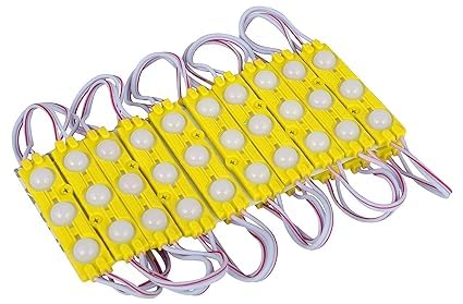 Image of StrawHat 3 LED Strips 12V Waterproof 5630 /5730 LED SMD Injection Module with Defuser Use for Decoration Room, Home, Bike, Car,Auto Rickshaw (Combo) (10, Yellow)