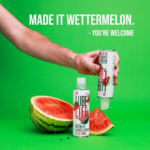 LubeLife Water-Based Watermelon Flavored Lubricant, Personal Lube for Men, Women and Couples, Made Without Added Sugar, 8 Fl Oz