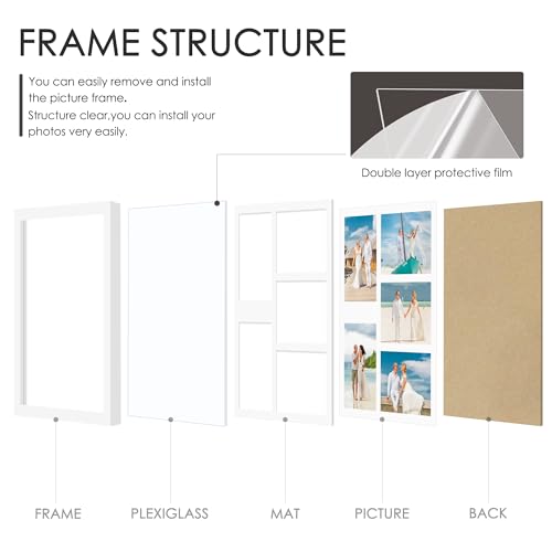 Image of DUENPY 13x16 Picture Frame 5x7 Collage Picture Frame Displays Five 5x7 inch Photos Collage Wall Decor Wall Hanging White