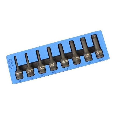 Us Pro Tools 8Pc 1/2" Drive Spline Bit Impact Socket Set M5 - M18 Eva Foam 3847