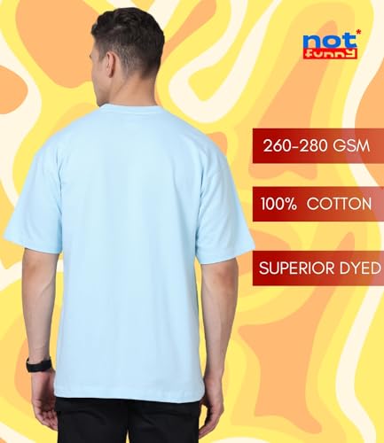 Image of Not Funny 280 GSM Pure Organic Cotton Oversized t Shirts for Men | Drop Shoulder Tshirt for Men & Boys (Available in Black, Blue, Beige,Orange & White)