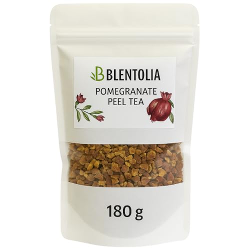 Blentolia Pomegranate Peel Tea â€“ 100% Natural Dried Pomegranate Rind â€“ Antioxidant-Rich Herbal Tea â€“ Loose Leaf, 180g Resealable Pouch