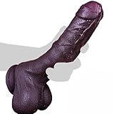 24cm Realistischer Riesig Dildo ungeschnittener Vorhautdildo mit Hoden und Adern Fantasy penis Analdildo süßer Dildo für Anfänger Prostata-G-Punkt-Stimulator vaginaler Analdildo SM Sexspielzeug