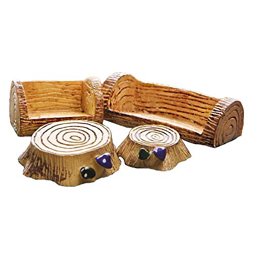 4 Stück Mini-Stump-Miniaturen für Feengarten, Landschaftsstühle, Mini-Stumpf-Miniatur-Dekor-Zubehör, Garten-Dekorationsset für draußen, Terrasse, Mikro-Landschaft, Hof Bonsai-Aufkleber Cover