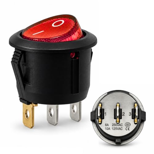 Interruptor Redondo Basculante SPST ON/OFF 3 pin, 1 Unidad