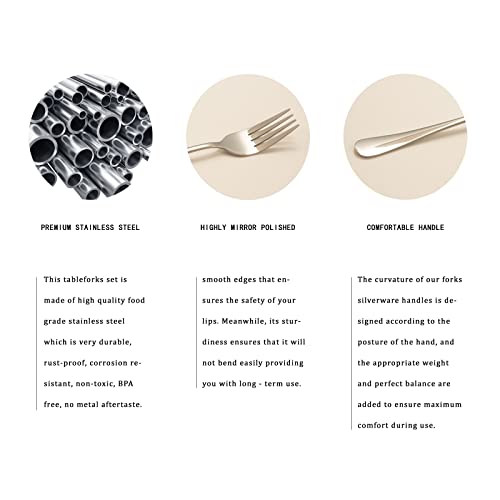 Louvi 12-Pack Dessert Forks Set, Top Food Grade Stainless Steel Silverware Forks,Mirror Finish & Dishwasher Safe,Use For Home,Kitchen Or Restaurant (Silver 6.7 Inches) #TOP5