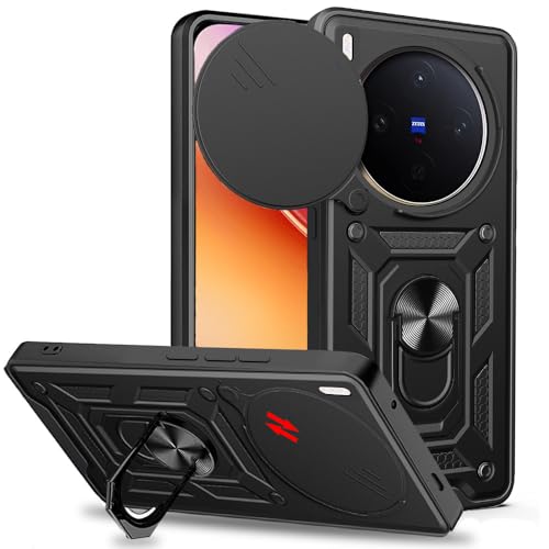 Image of AESTMO Tough Armor Vivo X300 5G Bumper Back Case Cover | Ring Holder & Sliding Camera Shield Cover | 360 Degree Protection Back Case Cover for Vivo X300 5G (Black)