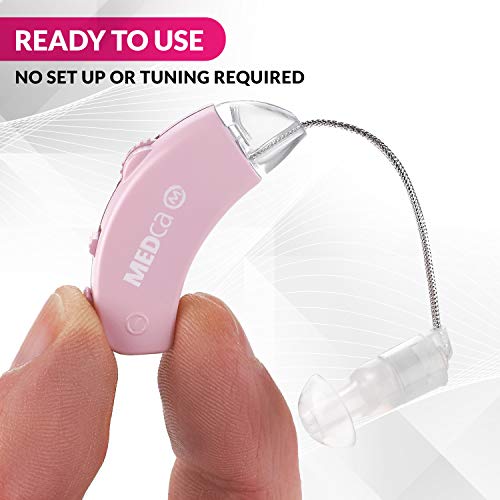 Digital Hearing Amplifier - Set Of 2 - Best Hearing Amplifiers That Fit Comfortable Behind The Ear For Women, Small & Discreet Bte Personal Sound Amplifier Pair (Pink) #TOP1