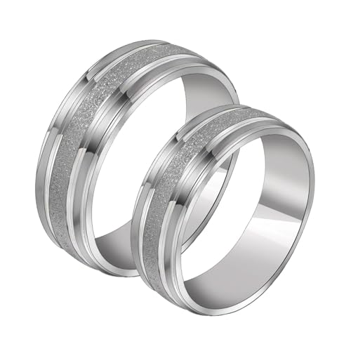 Bague couple fiançailles argentée en acier pour sceller votre amour au quotidien