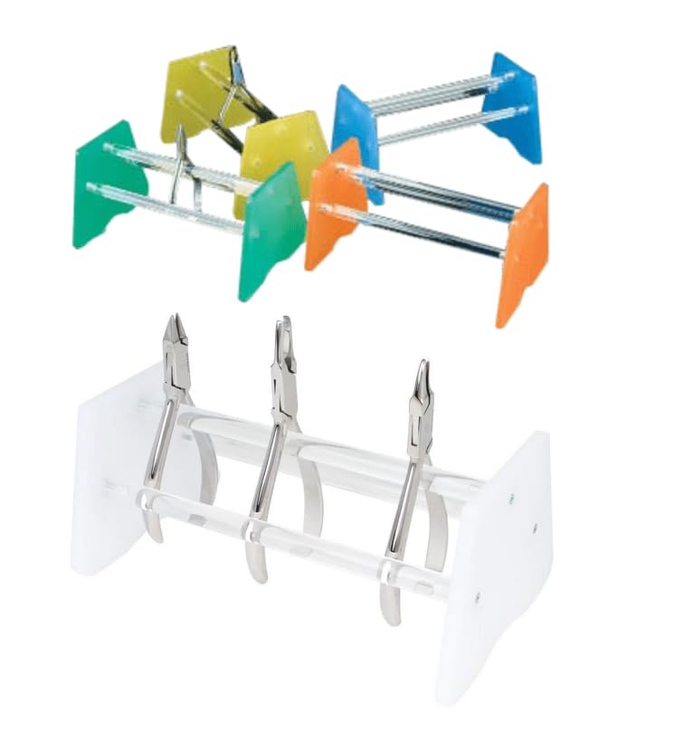 AmeriCan Goods Single Straight Dental Plier Rack Organizer Stand Holder for Orthodontic Plier (White)