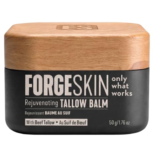 Forge Skin Beef Tallow Balm Skin Moisturizer for Men, Anti Aging Wrinkle Defense - Face &amp; Body Skincare Hydration Cream, 100% Grass-Fed Lotion, Paraben-Free, Helps Minimize Look of Fine Lines, 1.7 oz