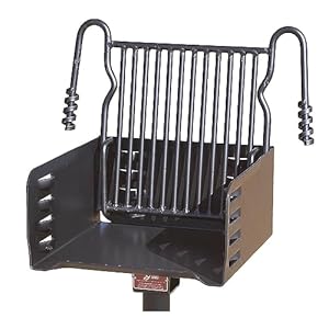 Pilot rock park style heavy duty steel outdoor bbq charcoal grill with cooking grate and 360 degree swivel post for camping or backyard black  urban country home decor