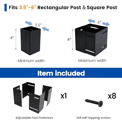 Muzata 1Pack Adjustable Fence Post Protector Range 3.5" to 6" Mailbox Post Protector 4x4 6x6 Protects from Rain Damage M074 by Muzata - Image 2