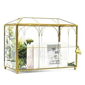 Gimotar GMT116 Goldene Glas Hochzeitskartenbox mit Schloss