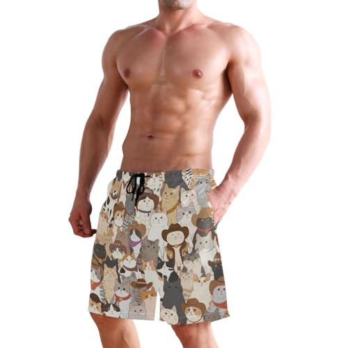 Short de bain rétro western pour chat avec boxer de compression intégré