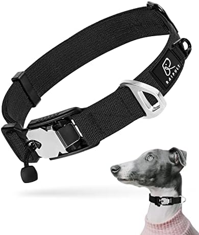 Raipult Designer Magnetic Quick-Release Dog Collar, Premium Soft Nylon Boy Dog Collars with Self-Closing Magnet Buckle, Heavy Duty Adjustable Durable Dog Collar for Small Medium Large Dogs,Black