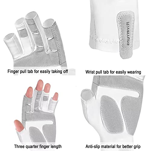 Riverruns Fingerless Fishing Gloves- Fishing Sun Gloves- Uv Protection Gloves Men And Women Fishing, Boating, Kayaking, Hiking, Running, Cycling And Driving (White Skull, M) #TOP1