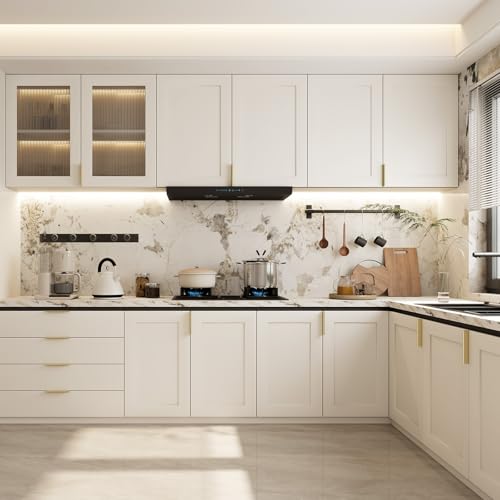 Image of Peaha 30 Pack Kitchen Cabinet Handles 3-3 /4 inch Matte Gold Pulls Edge Pulls | Gold Cabinet Handles Finger Pulls for Cabinets Modern Hidden Aluminum Alloy Dresser Drawer Handles Closet Bedroom