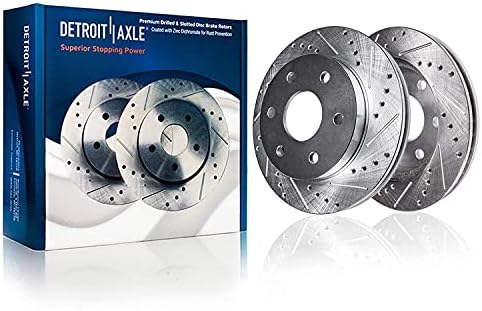 Detroit Axle - Front Brake Kit for 2003-2009 Toyota 4Runner 2005-2023 Tacoma 2007-2014 FJ Cruiser, Drilled & Slotted Brake Rotors and Ceramic Brakes Pads Replacement: 12.56" inch Rotor — view 5