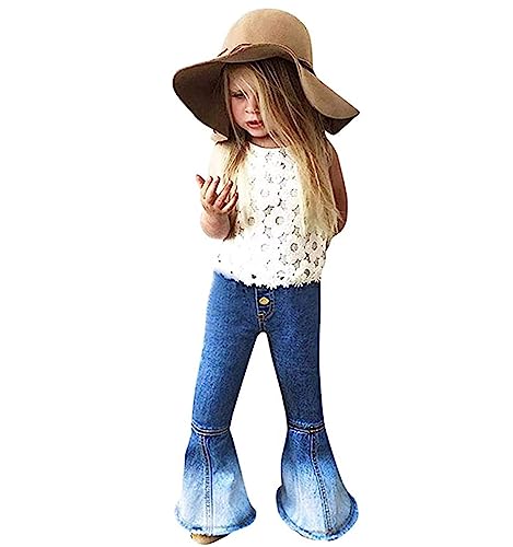 Toddler Baby Girl Flared Jeans Ripped Trousers Bell-Bottom Denim Pants Kids Vintage Jeans Child Flared Pants