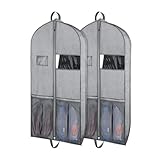 Ampia capacità. Set di 2 borse porta abiti con gancio, da viaggio e da armadio. Grazie ai 109 cm di lunghezza, 61 cm di larghezza e al soffietto da 9,91 cm, sono abbastanza spaziose da contenere 4-6 grucce standard con capi d’abbigliamento, il che le rende adatte per completi, abiti, cappotti, top, giacche o altri indumenti. Ideali per fare le valigie e viaggiare senza preoccupazioni. Le doppie tasche oversize nella parte inferiore offrono ancora più spazio per scarpe e accessori.