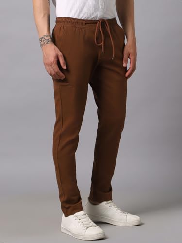 Image of Hubberholme Men's Tapered Fit Cotton Trousers, Ankle Length Elastic & Drawstring Waist Chinos