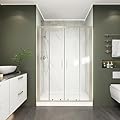 Comfystyle 50-54.W x 70.H Double Framed Sliding Shower Door, with 1/4" (6mm) Clear SGCC Tempered Glass, Brushed Nickel Finish, Shower Doors can be Installed Left and Right
