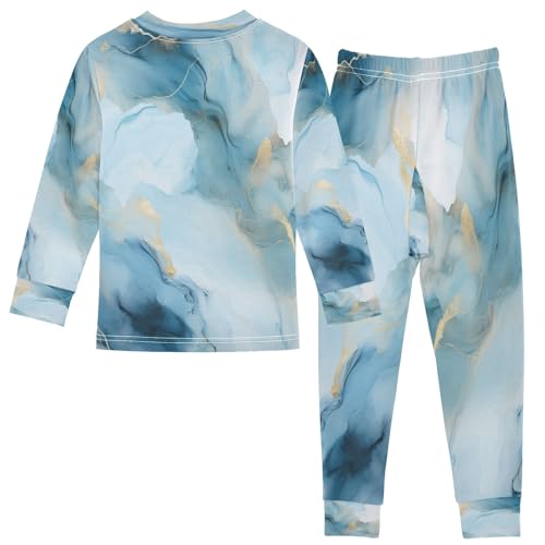 senya Blue Marble Pajamas Set Long Sleeve Soft Cotton Sleepwear 2 Piece2