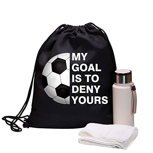 VAMSII Goal Keeper Drawstring Backpack Bag Soccer Goalie Gift My Goal is to Deny Yours Funny Soccer Lover Sack Bag (My goal is to deny yours Soccer)