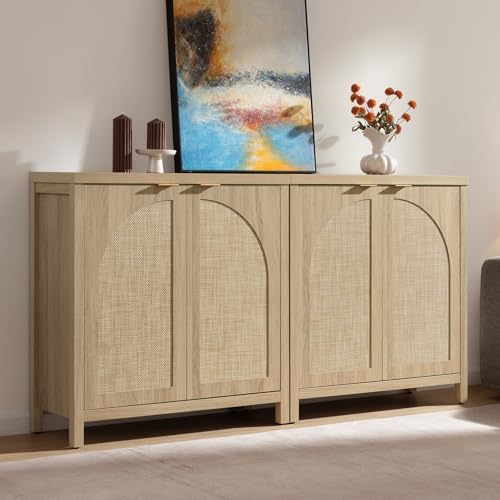 SICOTAS 68' W Rattan Sideboard Buffet Cabinet with Storage Set of 2,...
