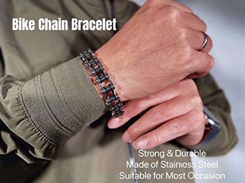 Sue's Secret Mens Bracelet Bike Chain Stainless Steel Wristband Cool Motorcycle Link Jewelry Bikers Bangle Valentines Day Gifts For Men Husband Dad Boyfriend #TOP6