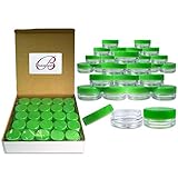 (100 Pieces Jars + Lid) Beauticom 3G/3ML Round Clear Jars with Green Screw Cap Lids for Scrubs,...