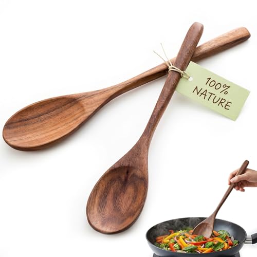 HANSGO Wooden Spoons for Cooking, 2PCS Acacia Wood...