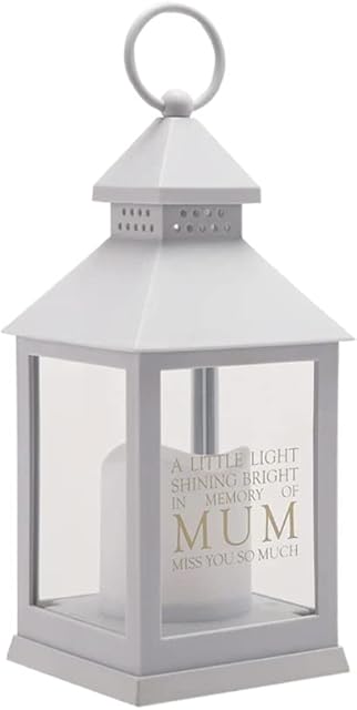 Decorative Memorial Lantern Grave Ornament Enclosing Fancy Candle - Bereavement Gifts/Plaques in Loving Memory of Your Loved Ones (Mum)