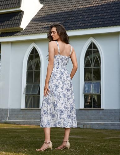 Image of Scarlet Darkness Women's Floral Midi Dress Corset Sundresses 2026 Summer Spring Vacation Milkmaid Dresses