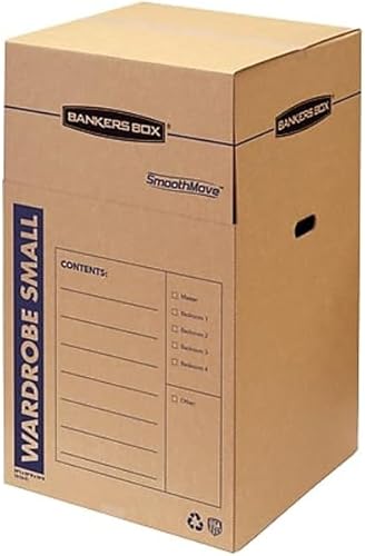 Bankers Box SmoothMove - Cajas de mudanza para armario cortas 20 x 20 x 34 pulgadas paquete de 3 7710902
