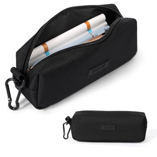 Image of SUNEE Small Pencil Case for Girls & Boys, Pencil Pouch Pen Bag Coin Pouch with Durable Oxford Fabric Marker Pen Case for School Supplies Office Stationery Organizer, Black