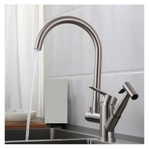 Mitigeur de cuisine en corps 304 en acier inoxydable brossé durable