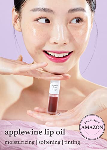 Nooni Korean Lip Oil - Applewine | With Apple Seed Oil, Lip Stain, Moisturizing, Volumizing, And Tinting For Dry Lips, 0.12 Fl Oz (Deep Red) #TOP1