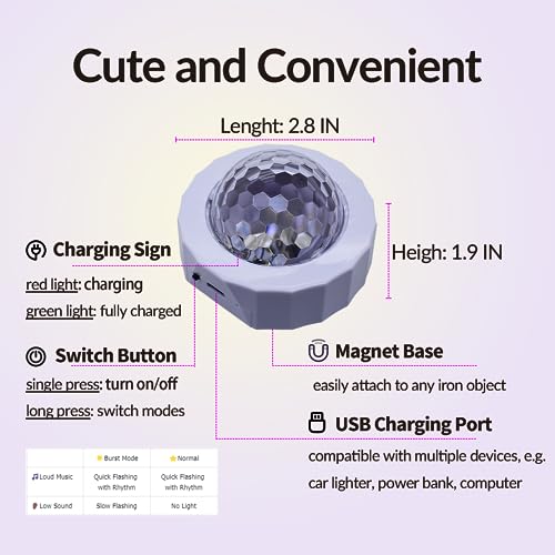 P Auke'réi Car Interior Dj Ball Light With Sound Activated Function, Disco Light, Party Lights Dj Disco Lights, Portable Stage Dj Lamp, Party Lights, Rechargeable, Led Party Strobe (Black) #TOP1