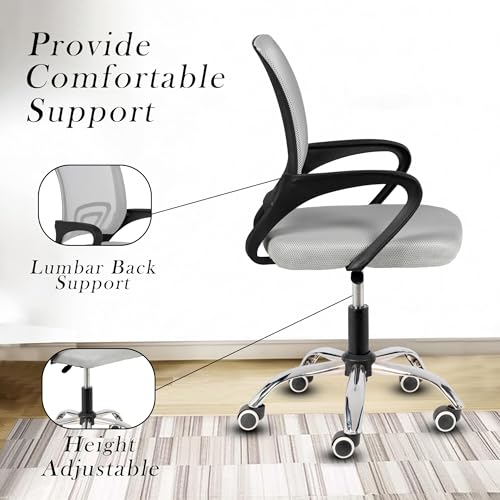Image of Casa Copenhagen Mesh Mid Back Office /Study /Computer /Revolving /Desk Chair for Work from Home -Metal Base, Height Adjustable Seat- Dark Grey & Black Handle