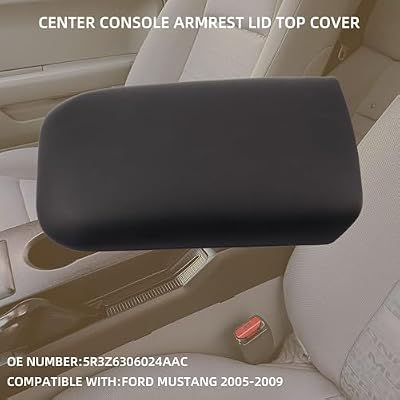 Dasbecan Center Console Armrest Lid Top Pad Compatible with Ford Mustang 2005-2009 Replaces# 5R3Z6306024AAC 5R3Z-6306024-AAC (Black)