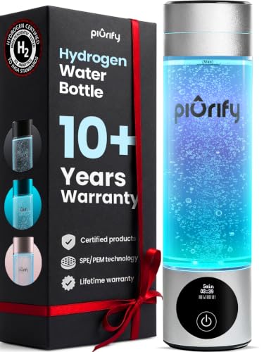 Image of PIURIFY Hydrogen Water Bottle Generator | 6300+ PPB in 3 Cycles | 10 oz | Extended Warranty | USA Certified | SPE /PEM Tech | Portable | Silver
