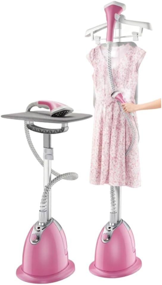 High Power 1800W Standing Garment Steamer with 1.4L Water Tank, Adjustable Pole & Clothes Hanger - Fast Ironing & Fabric Care for Home Use