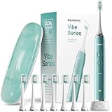 Aquasonic Vibe Series Ultra-Whitening Toothbrush – ADA Accepted Power Toothbrush - 8 Brush Heads & Travel Case – 40,000 VPM Motor & Wireless Charging - 4 Modes w Smart Timer – Mint Green Metallic