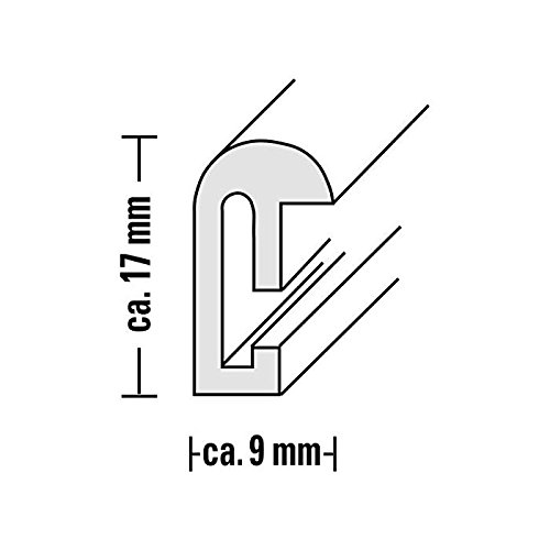 Hama Bilderrahmen Sevilla, 20 x 30 cm mit Passepartout 13 x 18 cm, hochwertiges Glas, Kunststoff Rahmen, zum Aufh&auml;ngen, silber